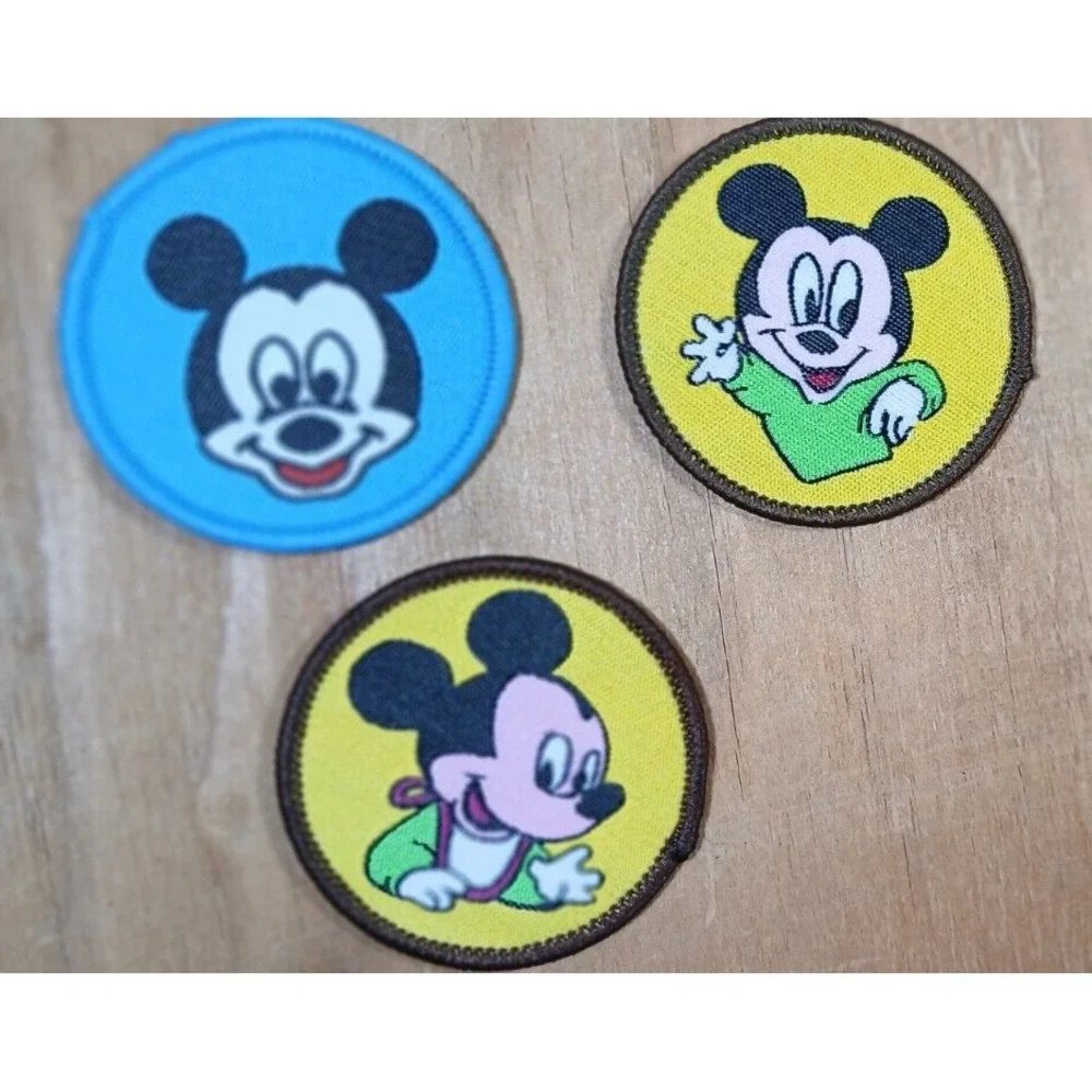 Disney 3x Baby Mickey Mouse Yellow Round Shape Sewing & Craft Patch